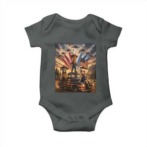 Patriotic Italian Brainrot Farmer Meme Baby Onesie Funny USA Freedom Jet Fighter Graphic