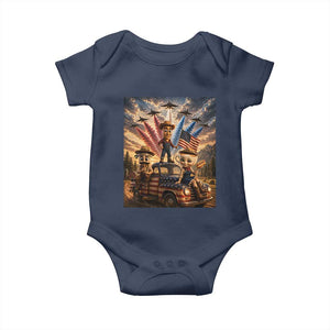 Patriotic Italian Brainrot Farmer Meme Baby Onesie Funny USA Freedom Jet Fighter Graphic