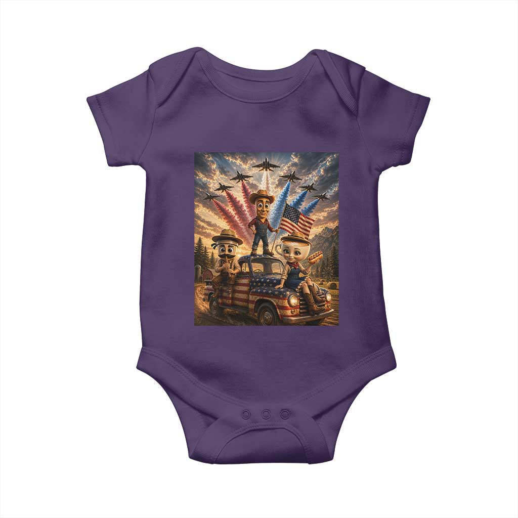 Patriotic Italian Brainrot Farmer Meme Baby Onesie Funny USA Freedom Jet Fighter Graphic