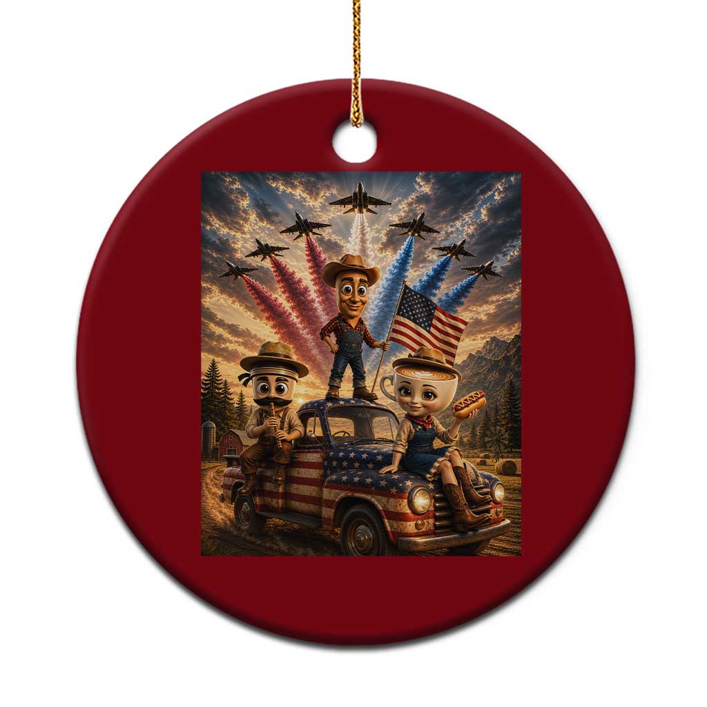 Patriotic Italian Brainrot Farmer Meme Ceramic Ornament Funny USA Freedom Jet Fighter Graphic TS12 1pc Red Print Your Wear