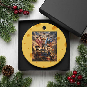 Patriotic Italian Brainrot Farmer Meme Ceramic Ornament Funny USA Freedom Jet Fighter Graphic