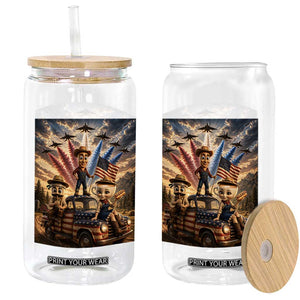 Patriotic Italian Brainrot Farmer Meme Glass Can Funny USA Freedom Jet Fighter Graphic