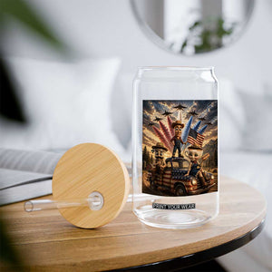 Patriotic Italian Brainrot Farmer Meme Glass Can Funny USA Freedom Jet Fighter Graphic