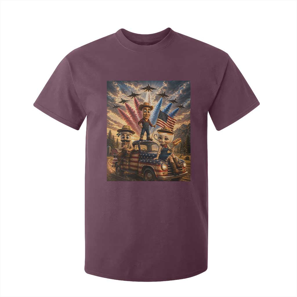 Patriotic Italian Brainrot Farmer Meme T Shirt For Kid Funny USA Freedom Jet Fighter Graphic