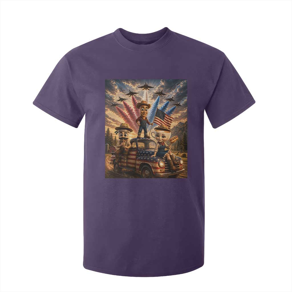 Patriotic Italian Brainrot Farmer Meme T Shirt For Kid Funny USA Freedom Jet Fighter Graphic