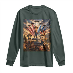 Patriotic Italian Brainrot Farmer Meme Long Sleeve Shirt Funny USA Freedom Jet Fighter Graphic