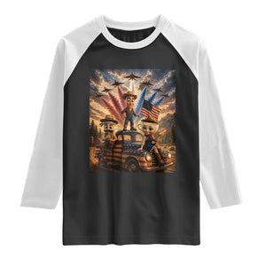 Patriotic Italian Brainrot Farmer Meme Raglan Shirt Funny USA Freedom Jet Fighter Graphic
