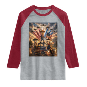 Patriotic Italian Brainrot Farmer Meme Raglan Shirt Funny USA Freedom Jet Fighter Graphic