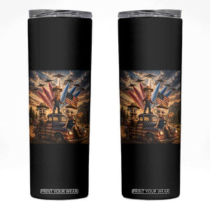 Patriotic Italian Brainrot Farmer Meme Skinny Tumbler Funny USA Freedom Jet Fighter Graphic