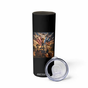 Patriotic Italian Brainrot Farmer Meme Skinny Tumbler Funny USA Freedom Jet Fighter Graphic