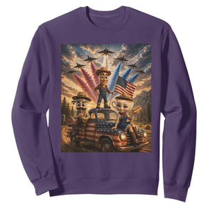 Patriotic Italian Brainrot Farmer Meme Sweatshirt Funny USA Freedom Jet Fighter Graphic