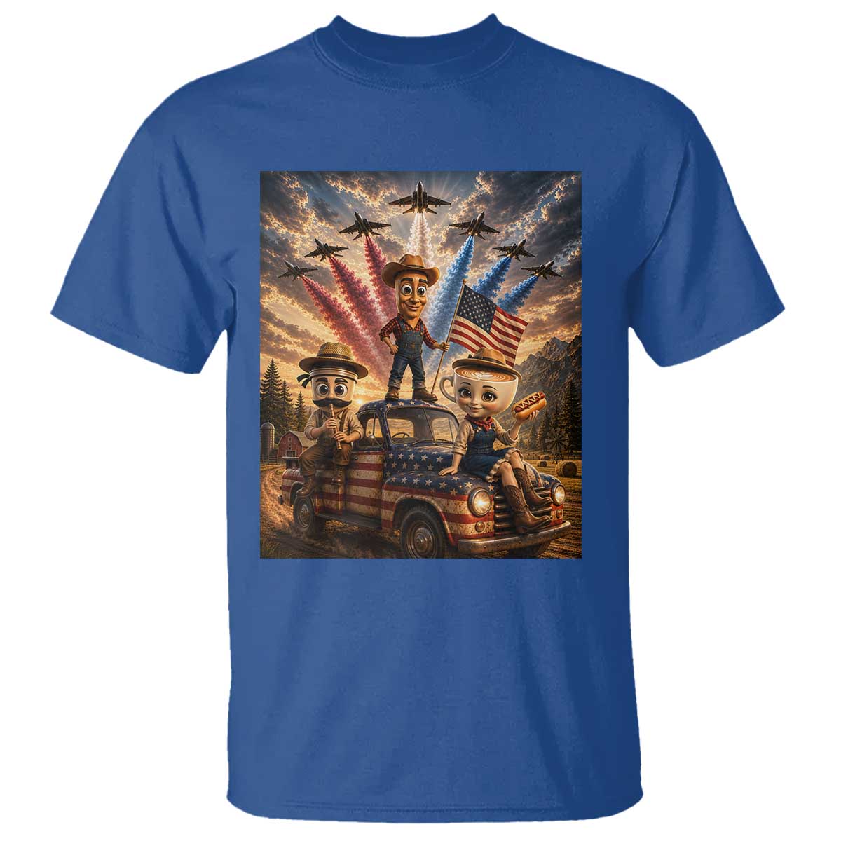 Patriotic Italian Brainrot Farmer Meme T Shirt Funny USA Freedom Jet Fighter Graphic