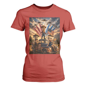 Patriotic Italian Brainrot Farmer Meme T Shirt For Women Funny USA Freedom Jet Fighter Graphic