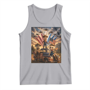 Patriotic Italian Brainrot Farmer Meme Tank Top Funny USA Freedom Jet Fighter Graphic