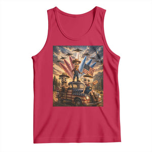 Patriotic Italian Brainrot Farmer Meme Tank Top Funny USA Freedom Jet Fighter Graphic