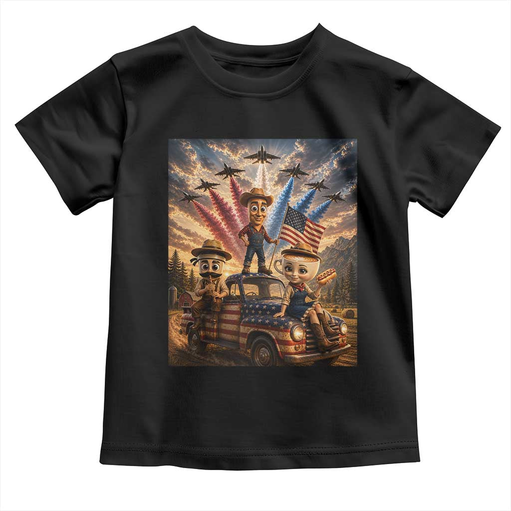 Patriotic Italian Brainrot Farmer Meme Toddler T Shirt Funny USA Freedom Jet Fighter Graphic TS12 Black Print Your Wear