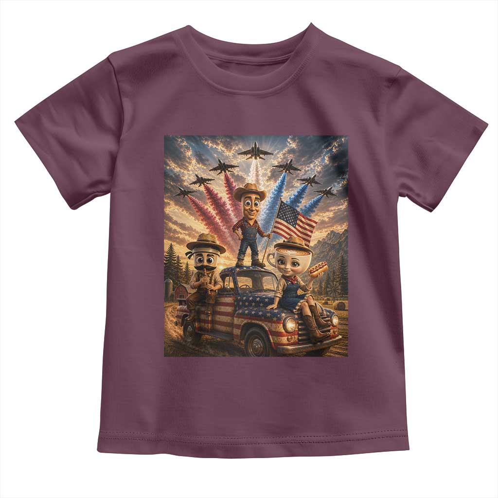 Patriotic Italian Brainrot Farmer Meme Toddler T Shirt Funny USA Freedom Jet Fighter Graphic