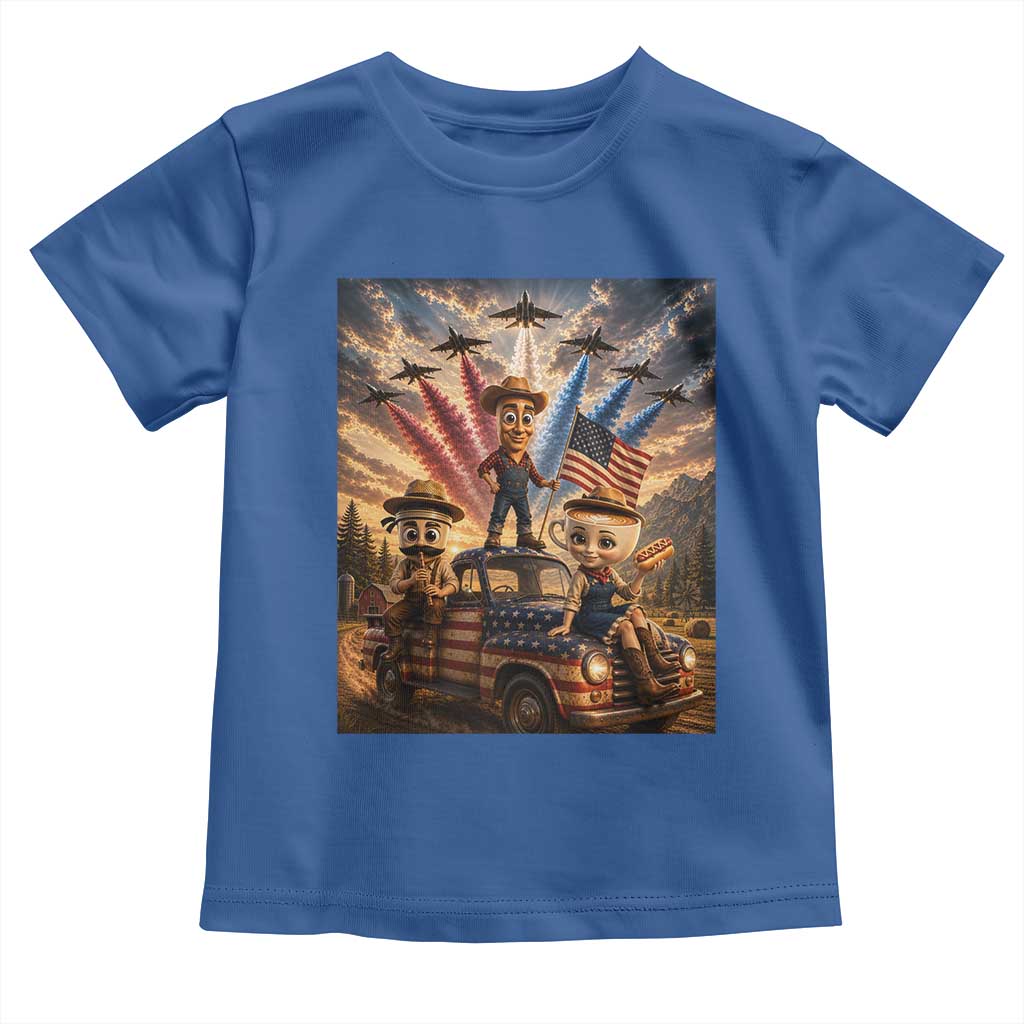 Patriotic Italian Brainrot Farmer Meme Toddler T Shirt Funny USA Freedom Jet Fighter Graphic