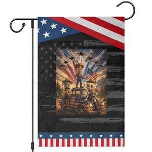 Italian Brainrot Farmer Meme Patriotic Garden Flag Funny USA Freedom Jet Fighter Graphic TS12 Distressed Black Blue Print Your Wear