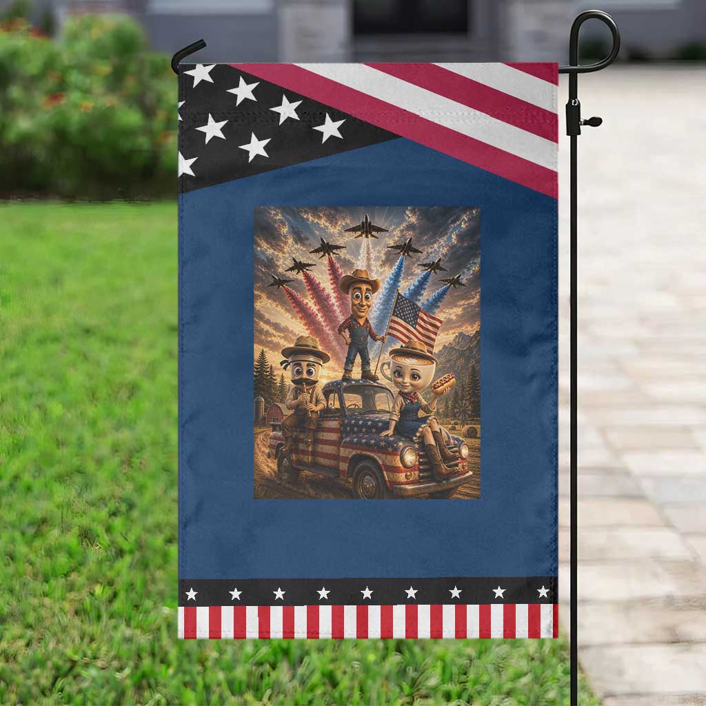 Italian Brainrot Farmer Meme Patriotic Garden Flag Funny USA Freedom Jet Fighter Graphic TS12 Classic Blue Black Print Your Wear