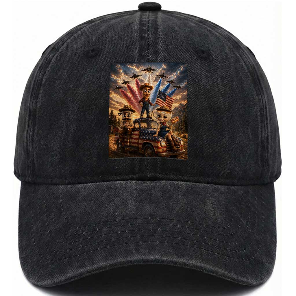 Patriotic Italian Brainrot Farmer Meme Washed Cotton Baseball Cap Funny USA Freedom Jet Fighter Graphic