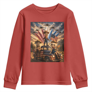 Patriotic Italian Brainrot Farmer Meme Youth Sweatshirt Funny USA Freedom Jet Fighter Graphic