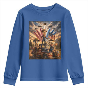 Patriotic Italian Brainrot Farmer Meme Youth Sweatshirt Funny USA Freedom Jet Fighter Graphic