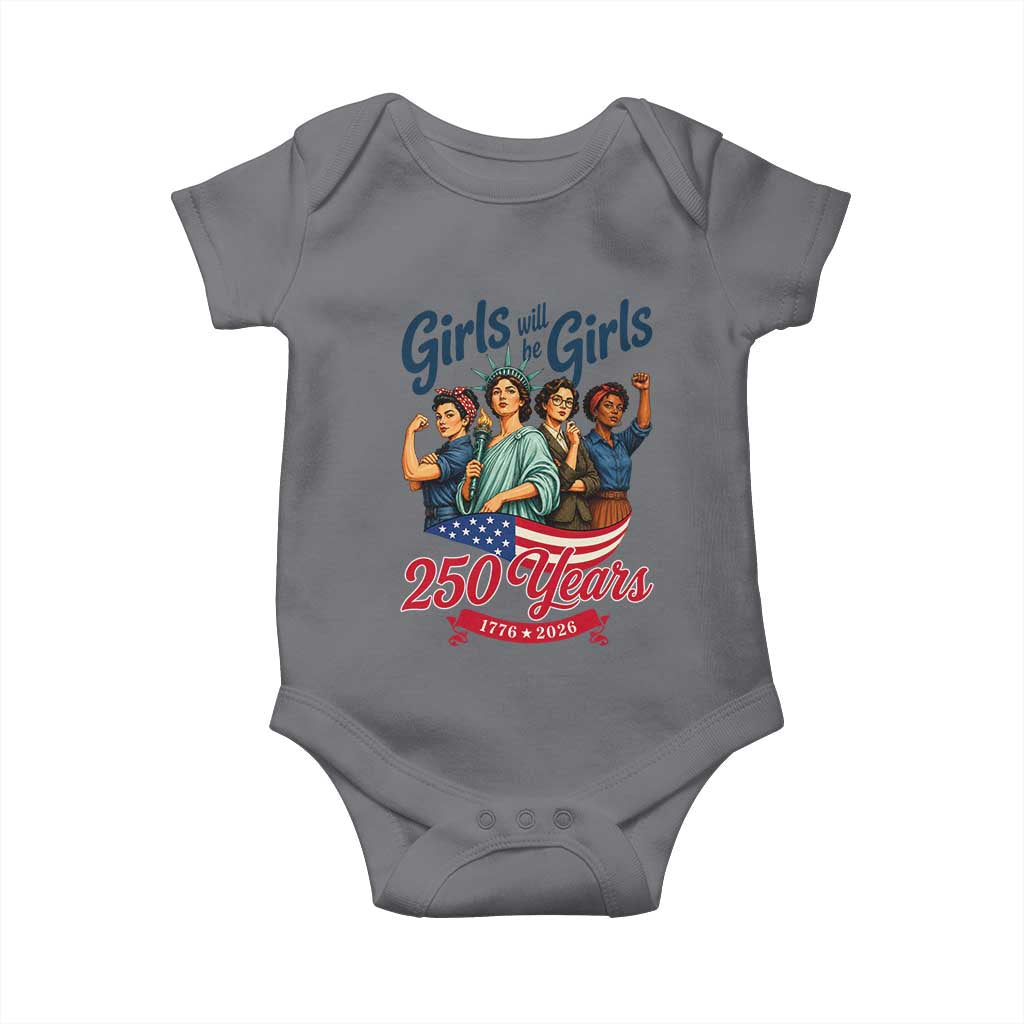 USA 250th Anniversary Feminist Baby Onesie Girls Will Be Girls