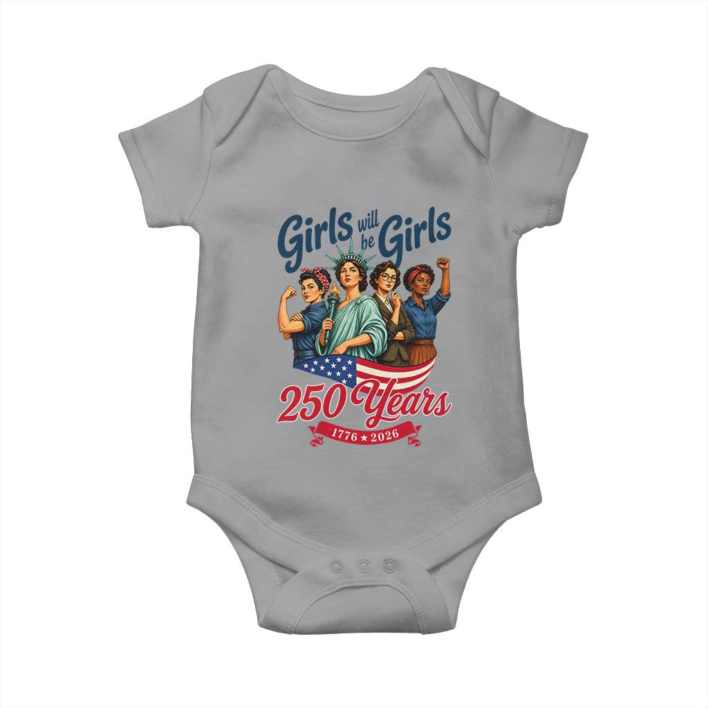 USA 250th Anniversary Feminist Baby Onesie Girls Will Be Girls