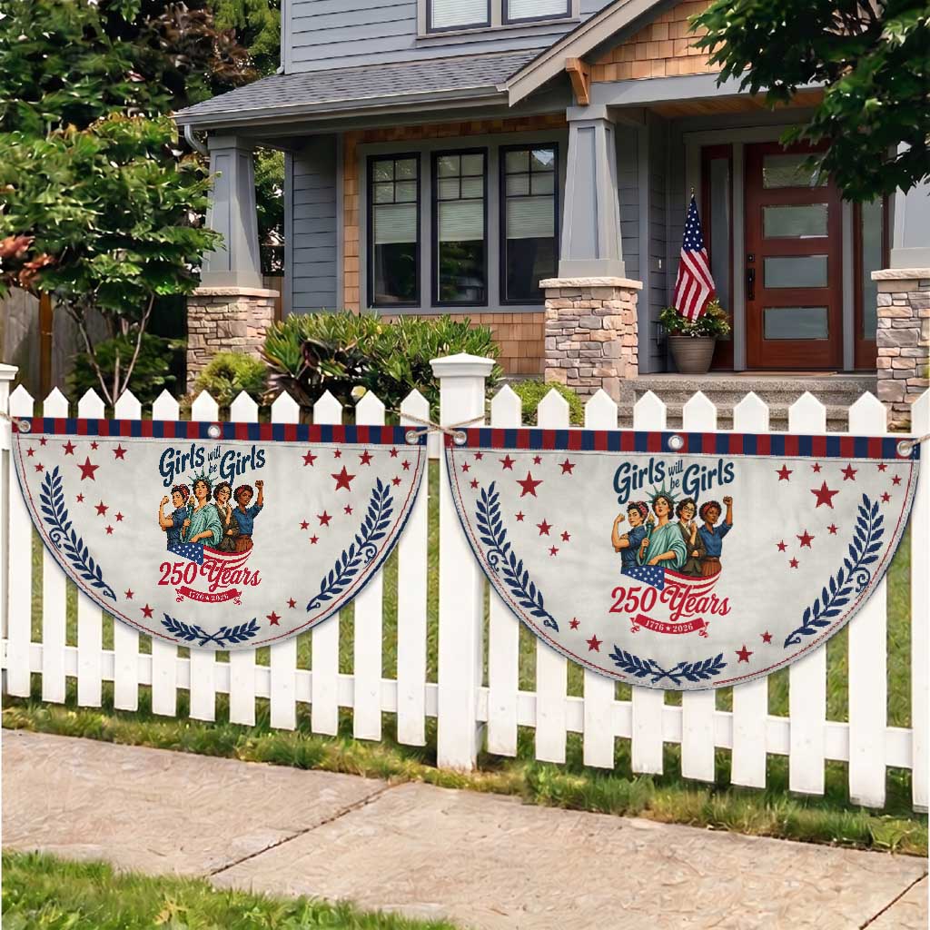 USA 250th Anniversary Feminist Patriotic Fan Flag Girls Will Be Girls