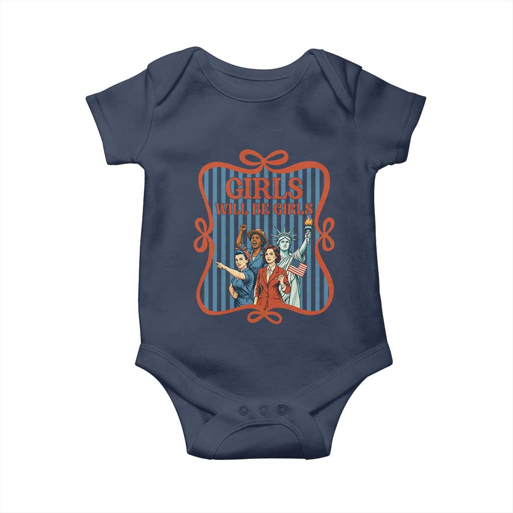 Red White Blue Feminist Pride Baby Onesie Girls Will Be Girls