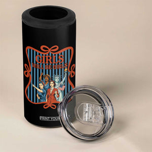 Red White Blue Feminist Pride 4 in 1 Can Cooler Tumbler Girls Will Be Girls
