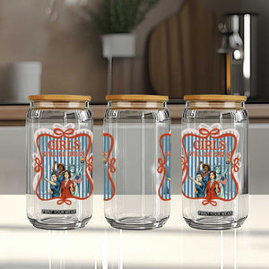 Red White Blue Feminist Pride Glass Can Girls Will Be Girls