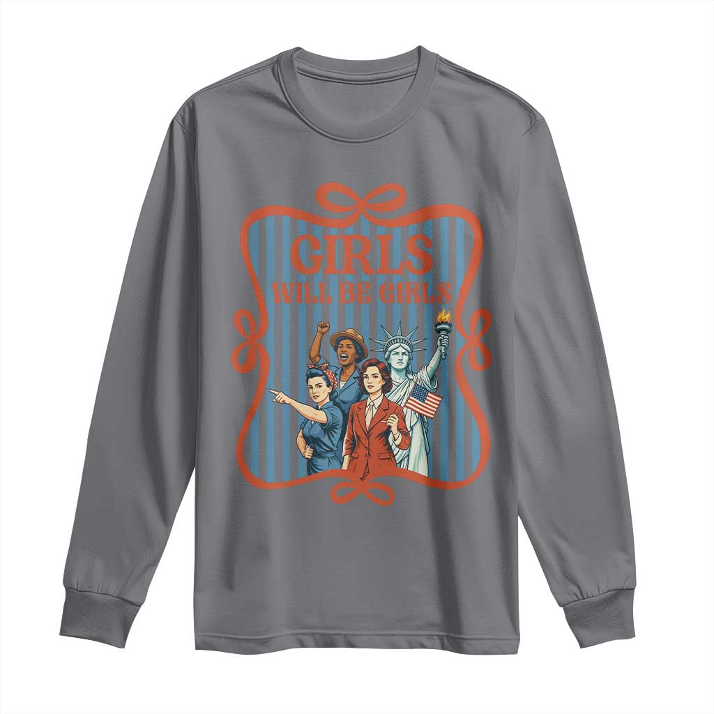 Red White Blue Feminist Pride Long Sleeve Shirt Girls Will Be Girls