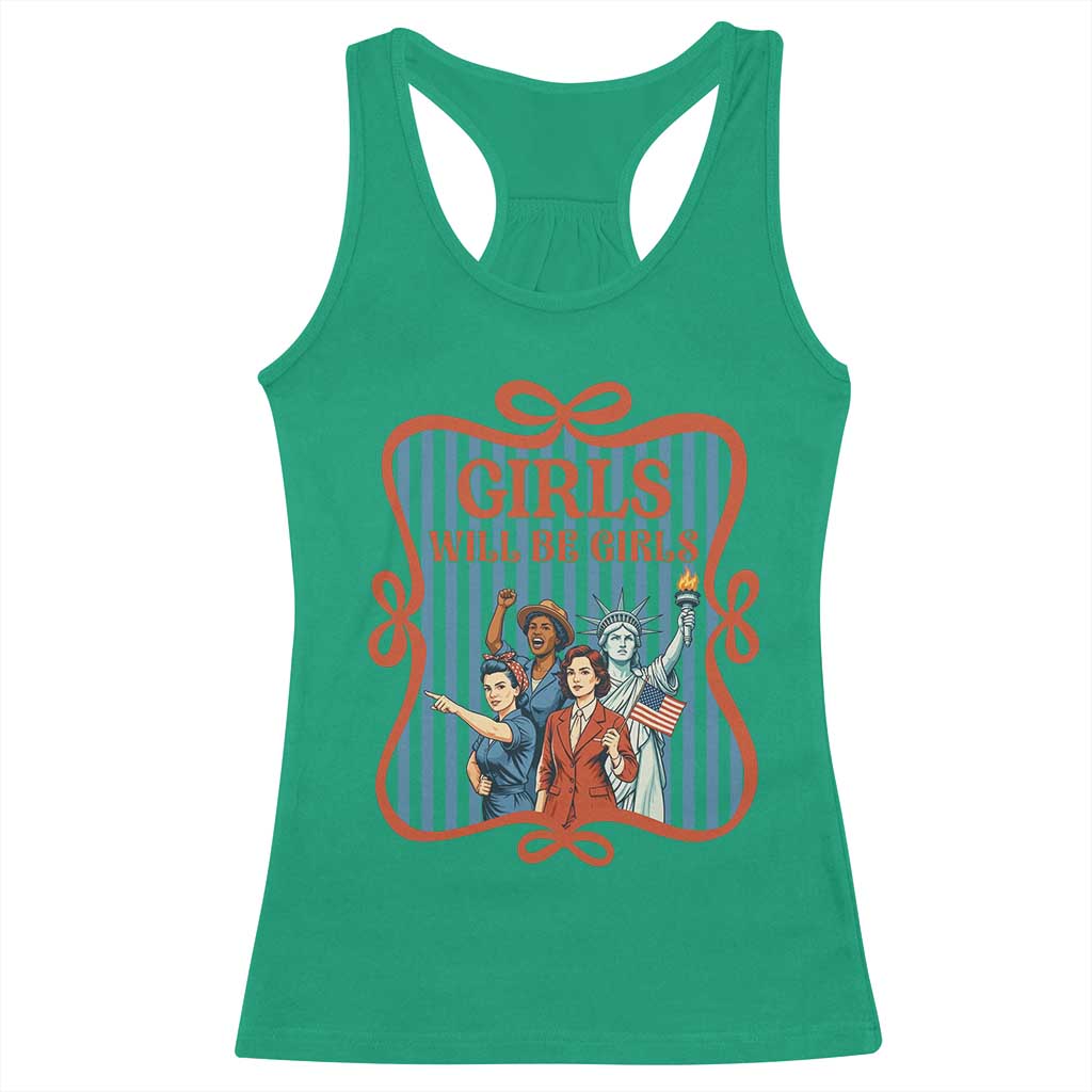 Red White Blue Feminist Pride Racerback Tank Top Girls Will Be Girls