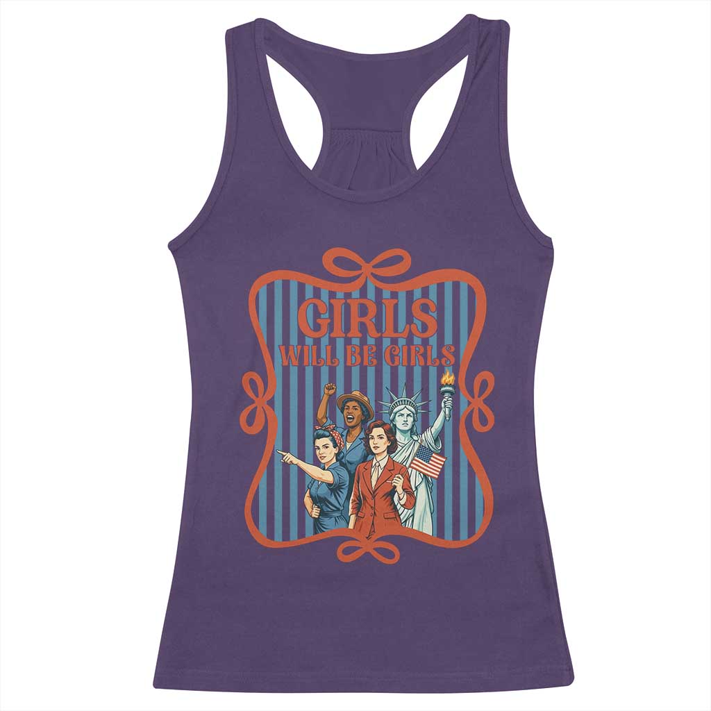 Red White Blue Feminist Pride Racerback Tank Top Girls Will Be Girls