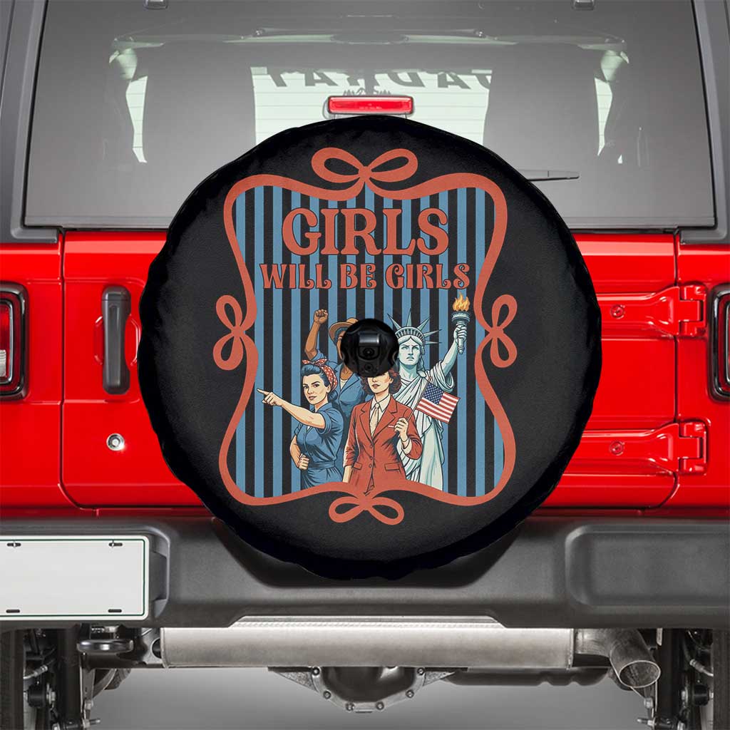 Red White Blue Feminist Pride Spare Tire Cover Girls Will Be Girls