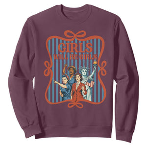 Red White Blue Feminist Pride Sweatshirt Girls Will Be Girls