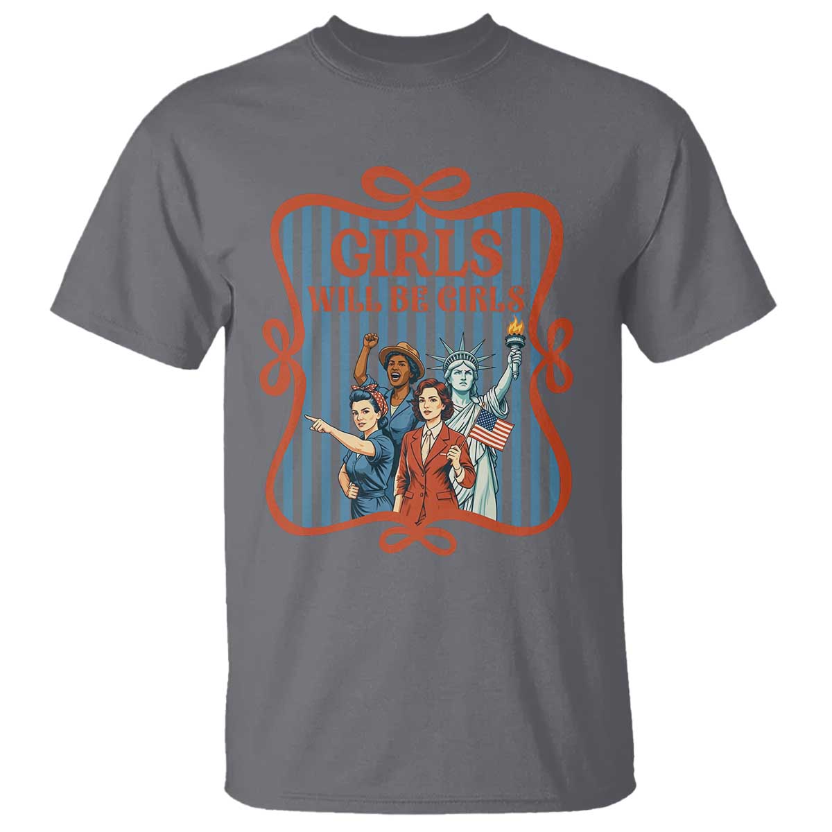 Red White Blue Feminist Pride T Shirt Girls Will Be Girls
