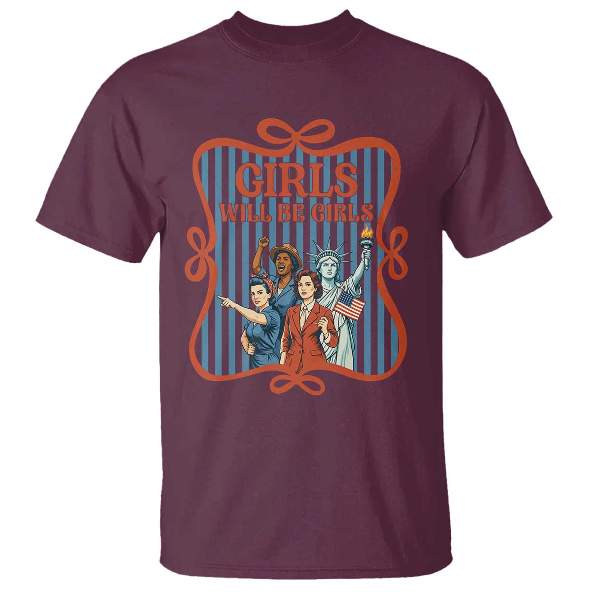 Red White Blue Feminist Pride T Shirt Girls Will Be Girls