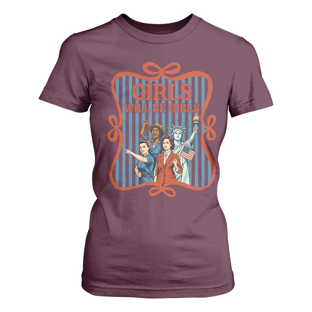Red White Blue Feminist Pride T Shirt For Women Girls Will Be Girls