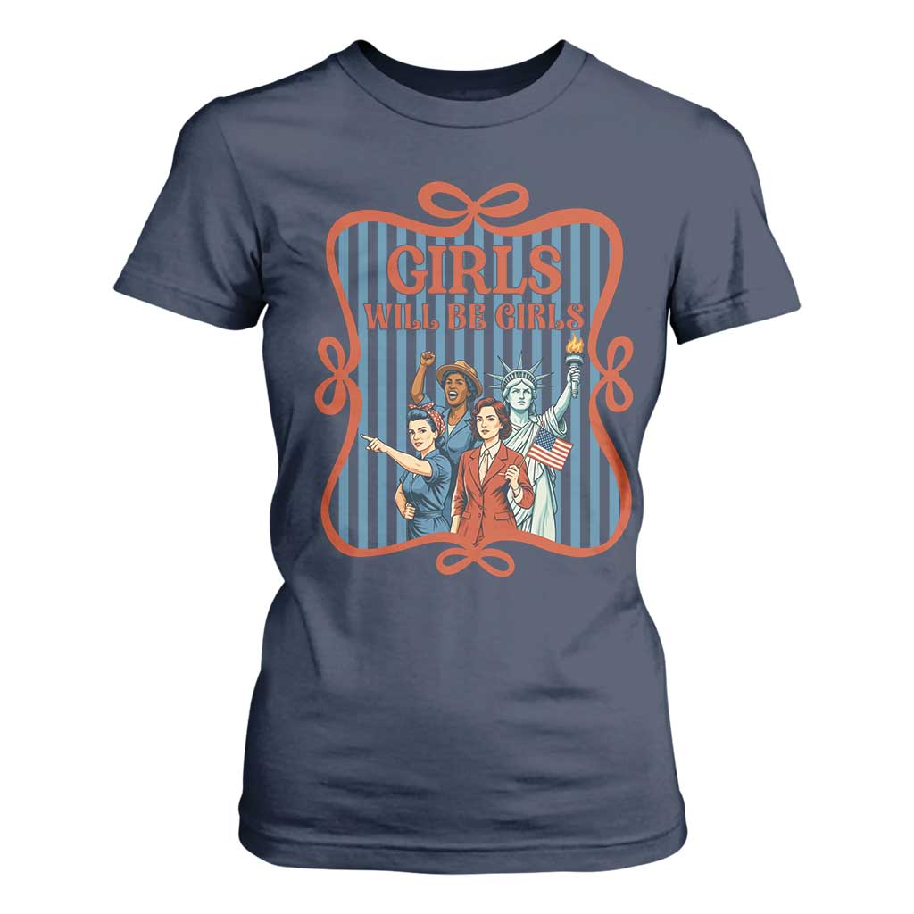 Red White Blue Feminist Pride T Shirt For Women Girls Will Be Girls