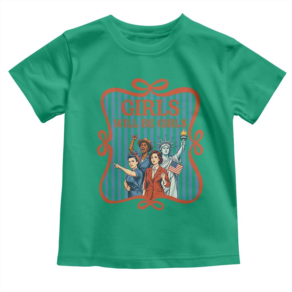Red White Blue Feminist Pride Toddler T Shirt Girls Will Be Girls