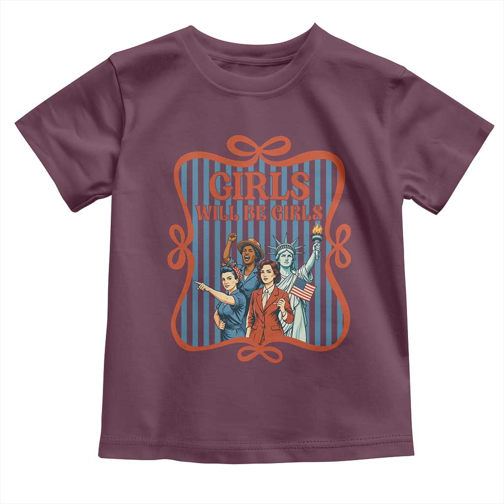 Red White Blue Feminist Pride Toddler T Shirt Girls Will Be Girls