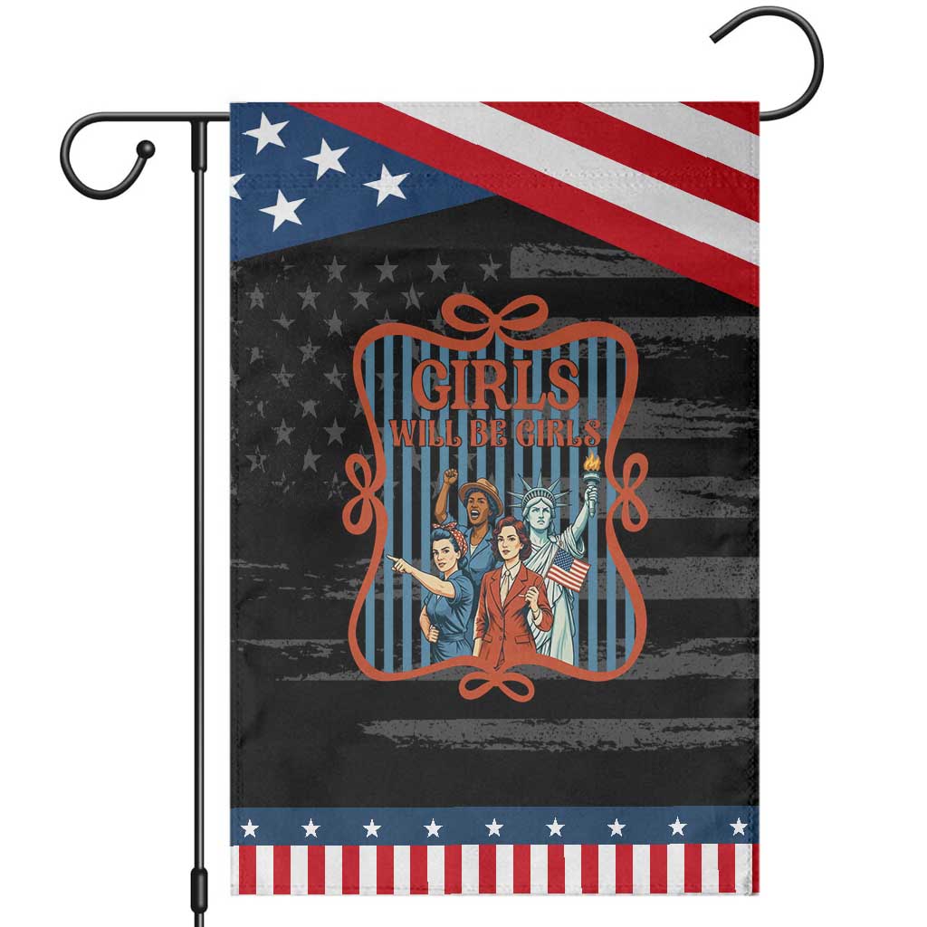 Red White Blue Feminist Pride Patriotic Garden Flag Girls Will Be Girls