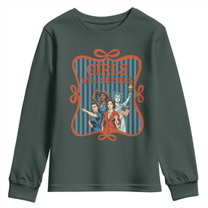 Red White Blue Feminist Pride Youth Sweatshirt Girls Will Be Girls