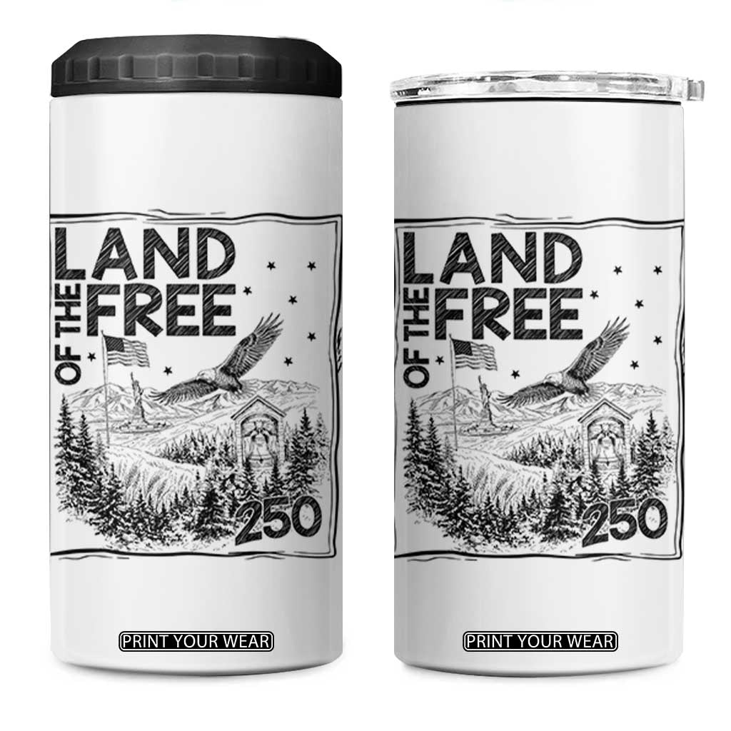 Vintage USA 250 Patriotic Pride 4 in 1 Can Cooler Tumbler Land Of The Free TS12 One Size: 16 oz White Print Your Wear
