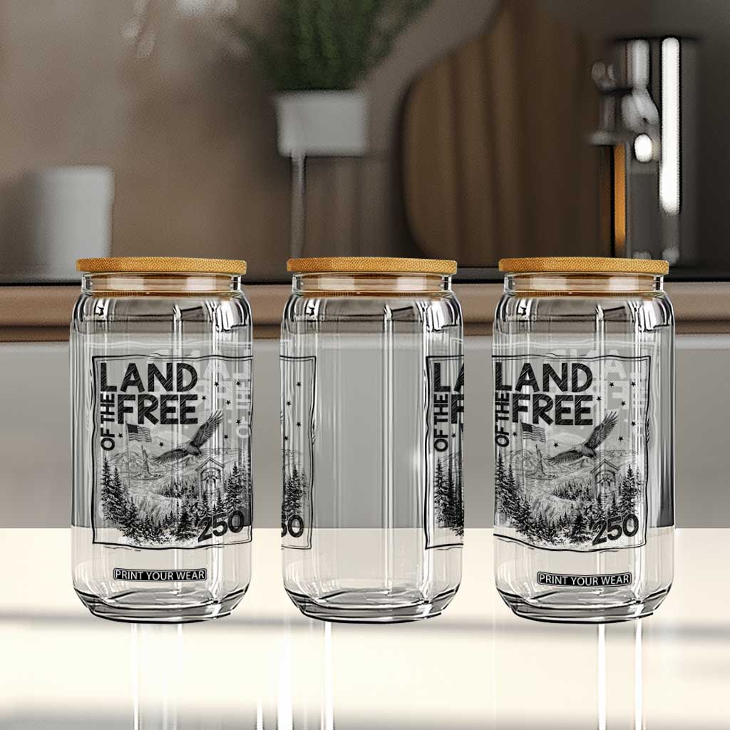 Vintage USA 250 Patriotic Pride Glass Can Land Of The Free