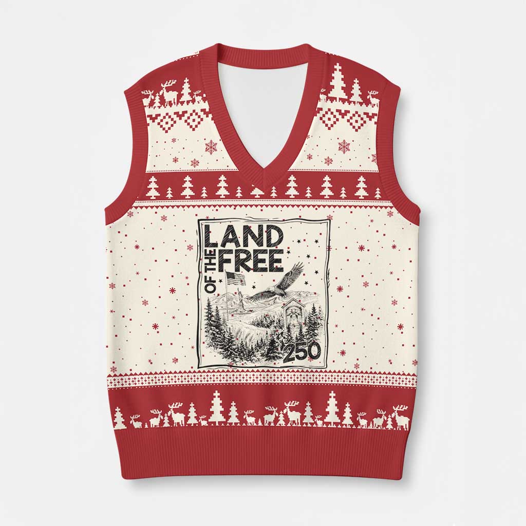Vintage USA 250 Patriotic Pride V-Neck Knit Sweater Vest Land Of The Free