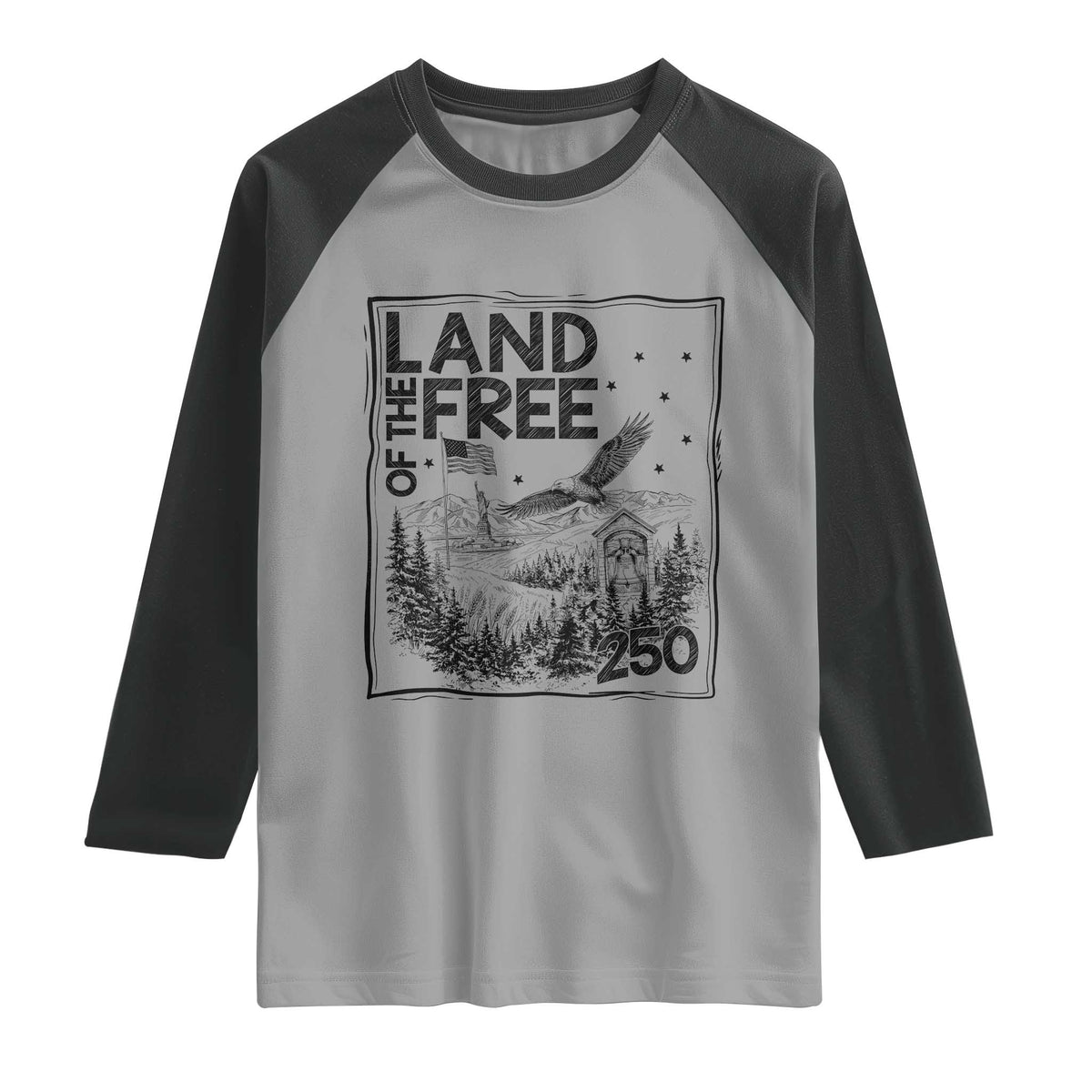 Vintage USA 250 Patriotic Pride Raglan Shirt Land Of The Free